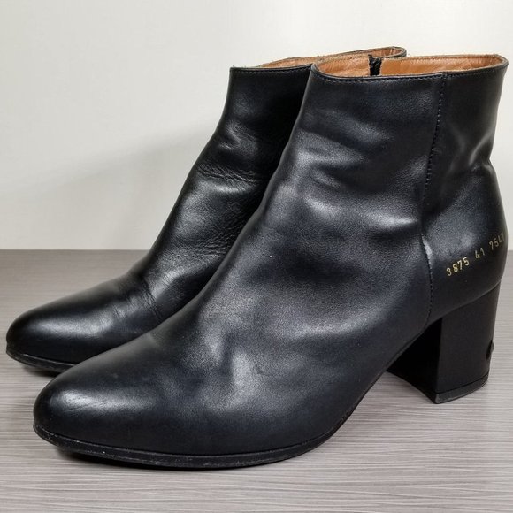 Common Projects Women By Zip Ankle Boot, Black Leather, Womens Size 11 / 41 - Picture 3 of 13